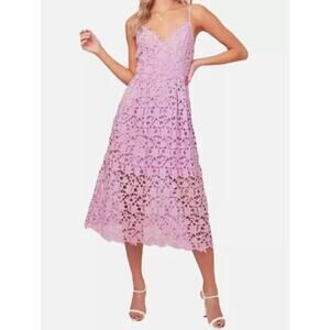 Astr Pink Lace Midi Dress